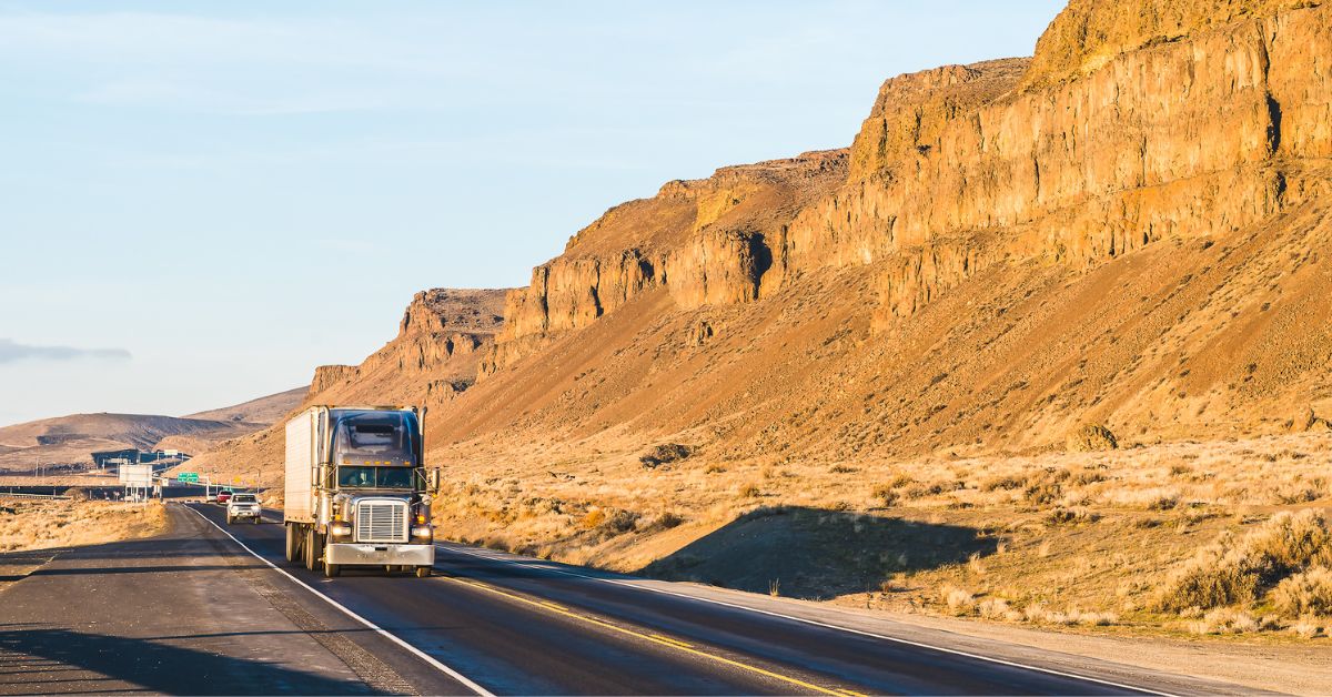 Logistics truck crossing the border